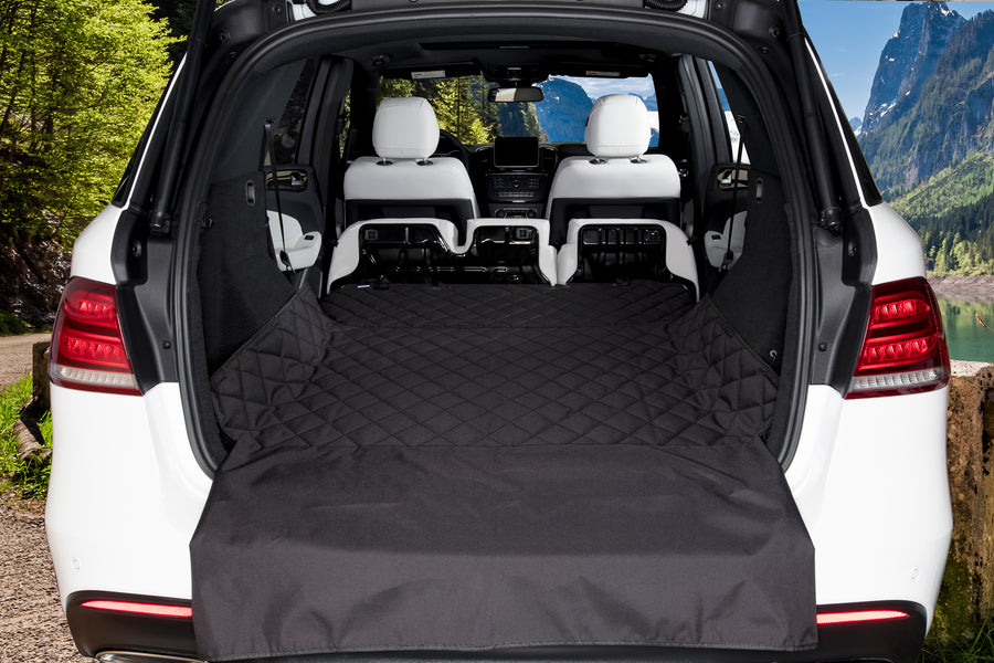 Luxury Pet Cargo Cover & Liner For Dogs - 80 x 52 Black, Quilted, Water Resistant, Machine Washable & Nonslip Backing With Bumper Flap Protection- For Cars, Trucks & SUVs
