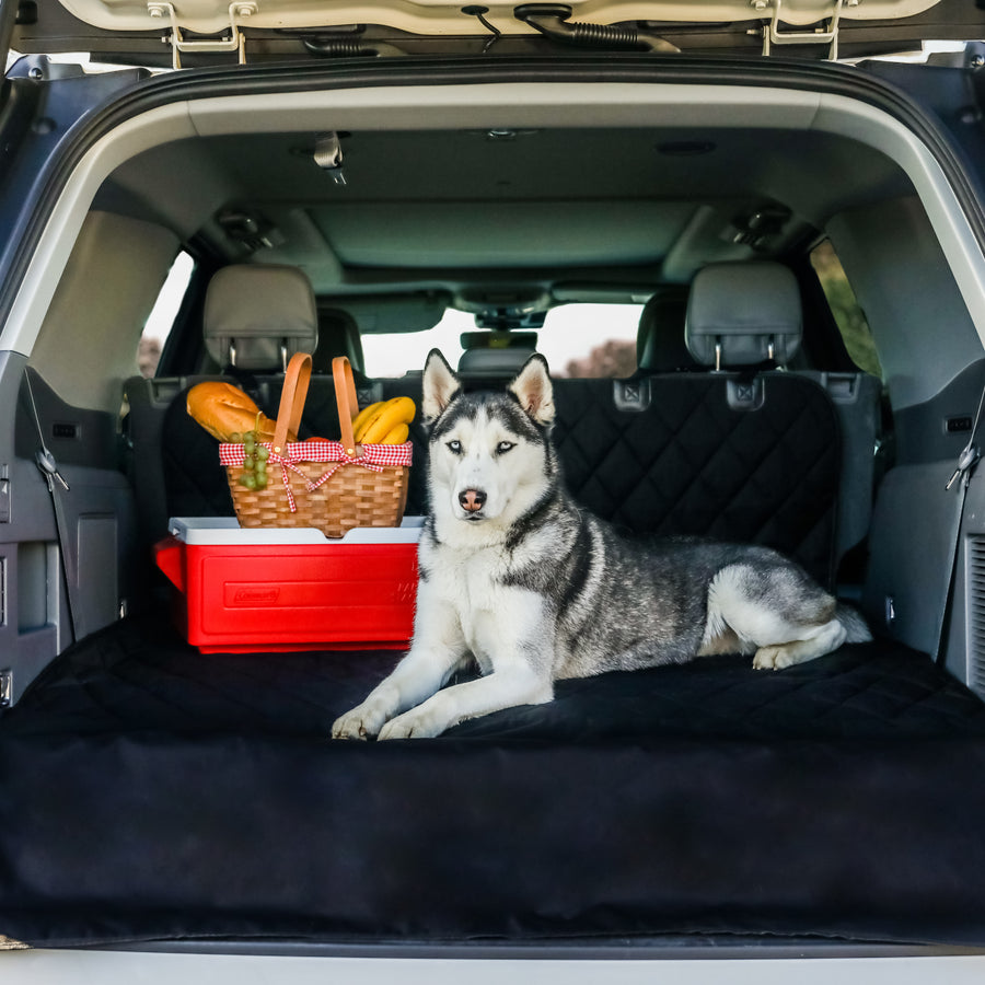 Luxury Pet Cargo Cover & Liner For Dogs - 80 x 52 Black, Quilted, Water Resistant, Machine Washable & Nonslip Backing With Bumper Flap Protection- For Cars, Trucks & SUVs